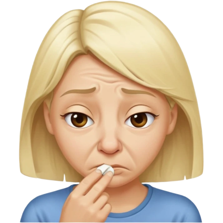 white blonde girl smells a bad odour  emoji