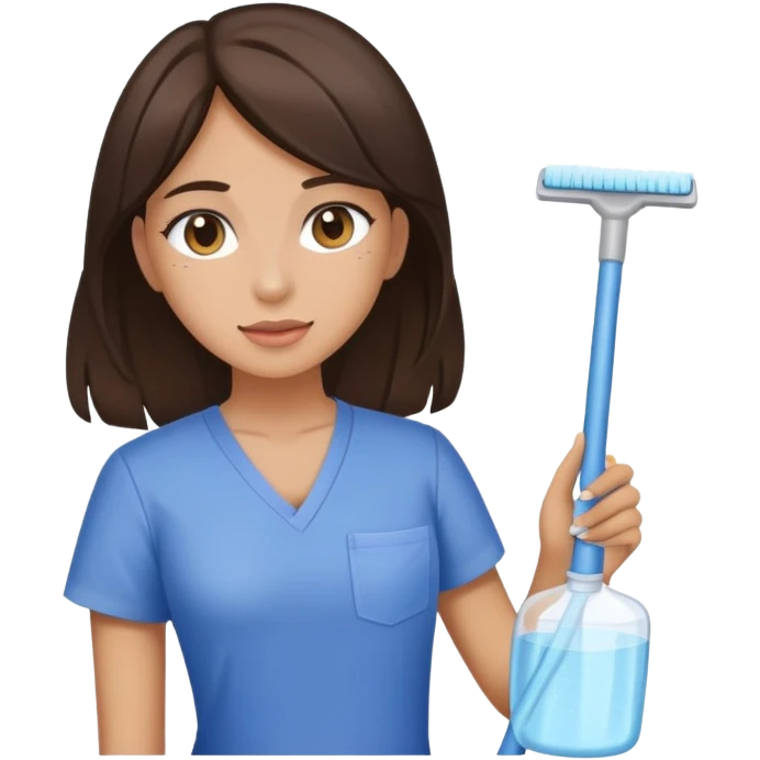 Brunette e girl cleaning for hospital emoji
