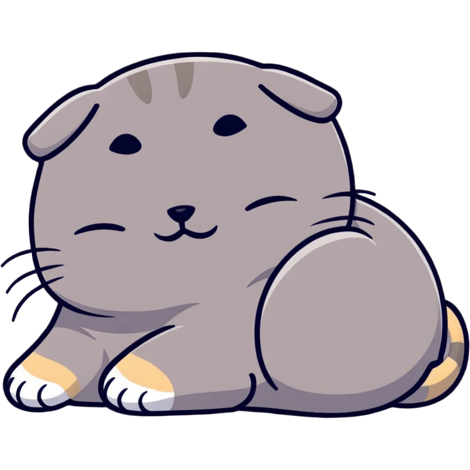 a peaceful sleeping Scottish fold cat with folded ears snoozing emoji