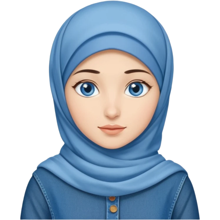 Turkish beautiful finish Konya girl blue eyes with denim hijab dress on ramadan background  emoji