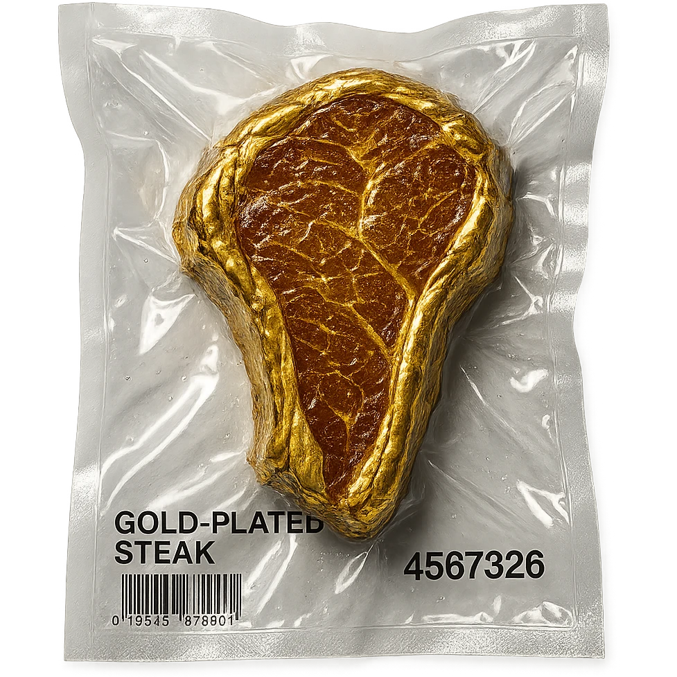 gold-plated steak, very glossy emoji