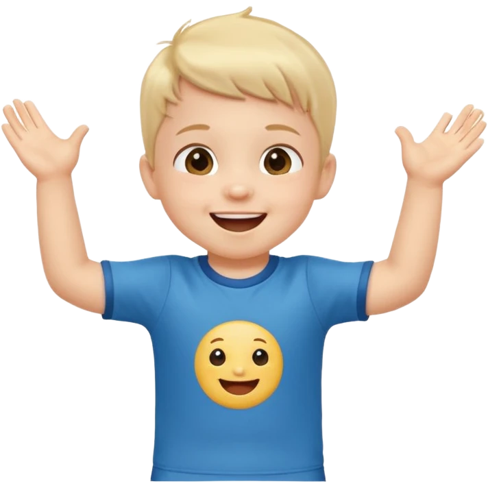 A toddler with a tiny jersey shirt, clapping with adorable enthusiasm jumping emoji