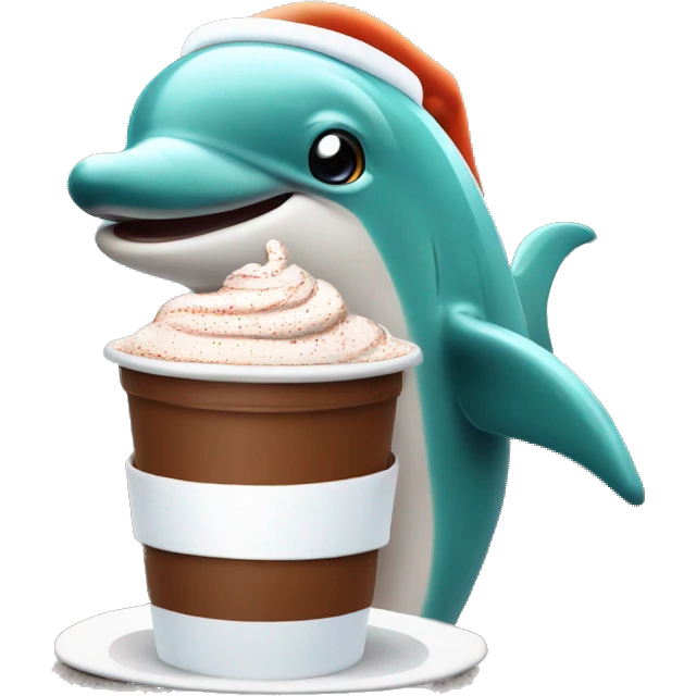 Dolphins wearing Santa hat drinking hot chocolate  emoji