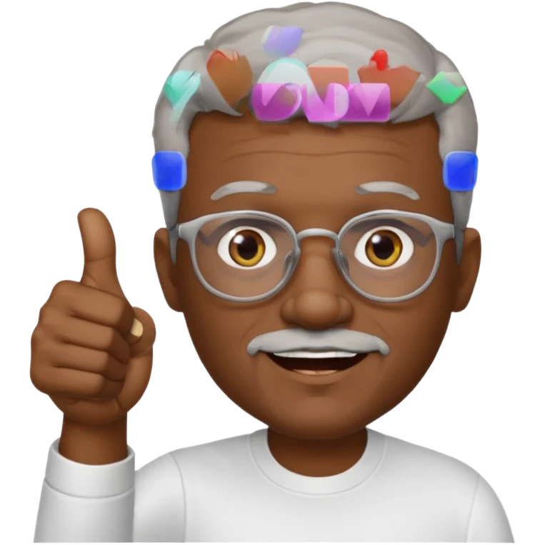 African American short graying hair and graying goatee man with eyeglasses giving thumbs up sign emoji