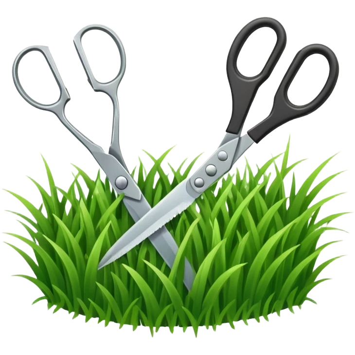  a pair of scisors cutting grass with emoji