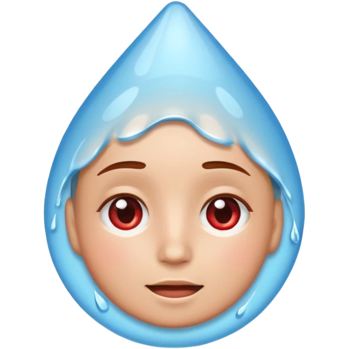 The iPhone emoji with the face with the water drop on the head but make water drop red emoji
