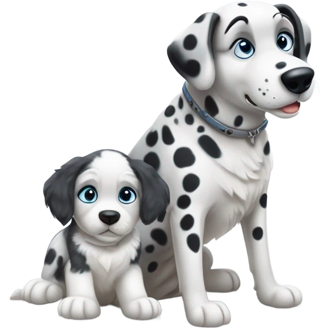 dalmatian and white and grey siberian husky in love emoji