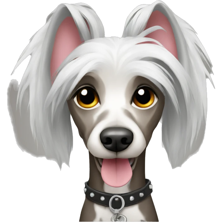 Punk Chinese crested dog emoji