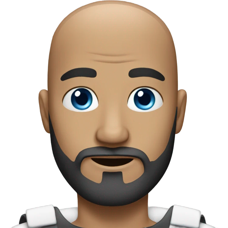 Bald guy with beard and blue eyes emoji