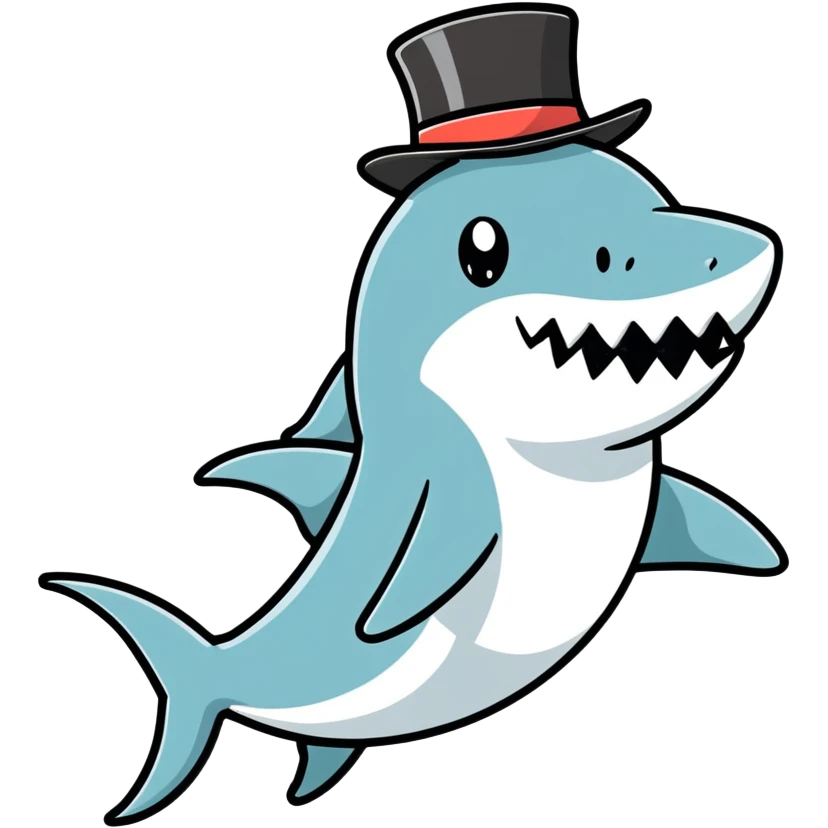 Shark with a top hat emoji
