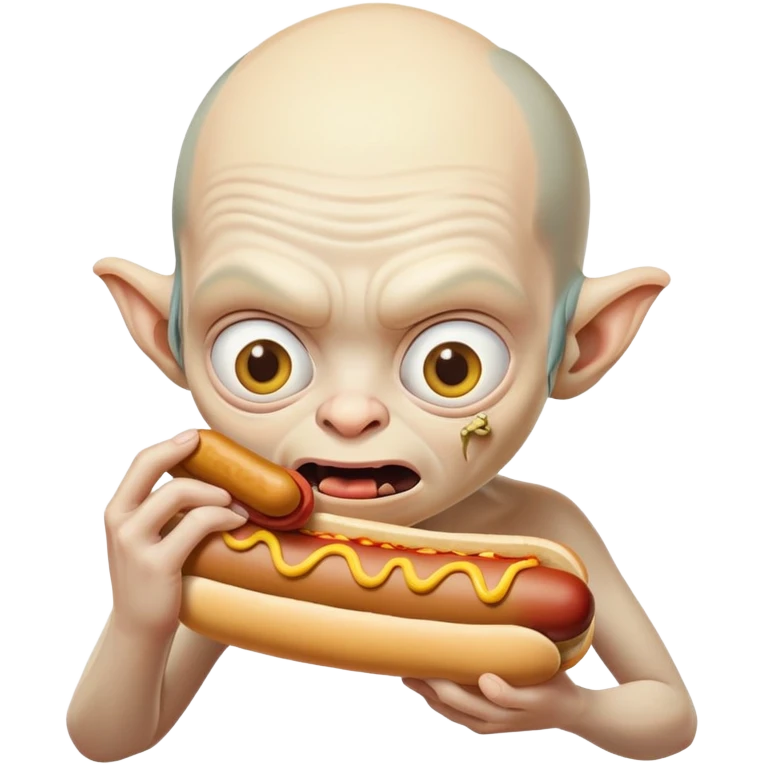 Gollum eating a hotdog emoji