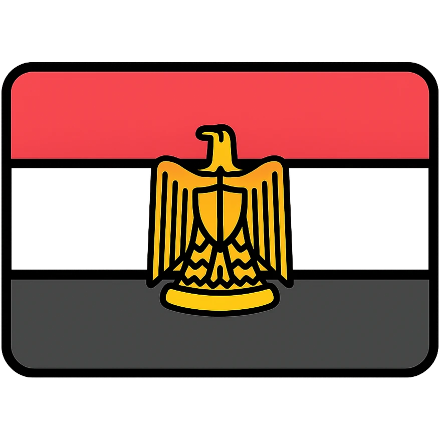the flag of Egypt, horizontal tricolor of red, white, and black with the golden Eagle of Saladin in the center, simple and bold, no text, icon style emoji