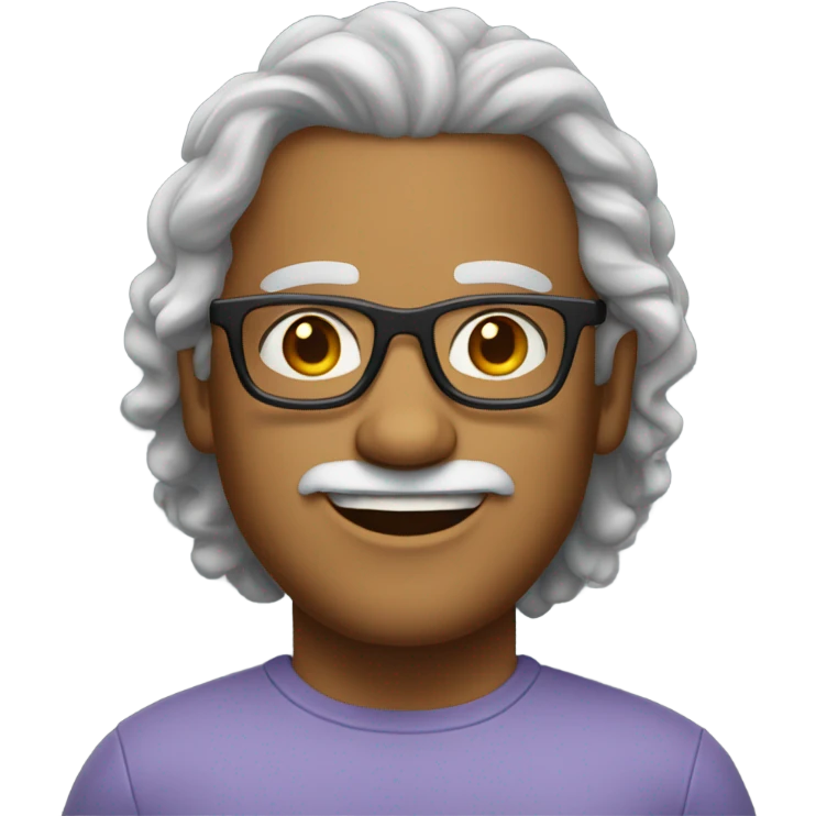 A long curly hair man, tanned skin shaved beard, glasses emoji