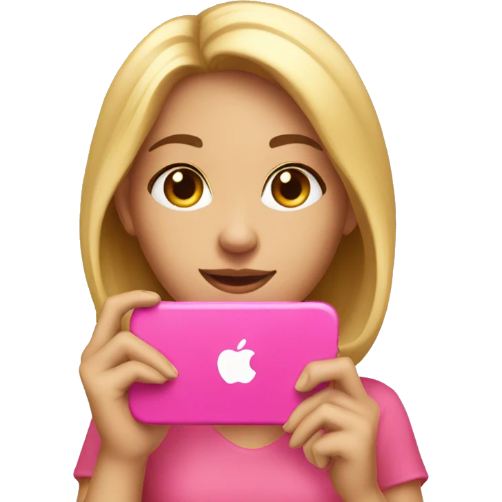 Pretty girl with an pink iphone 15 emoji