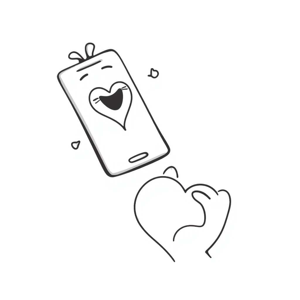 phone with a big heart emoji