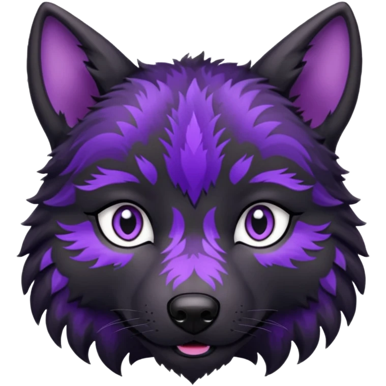 puppy eyes black wolf with purple pattern emoji