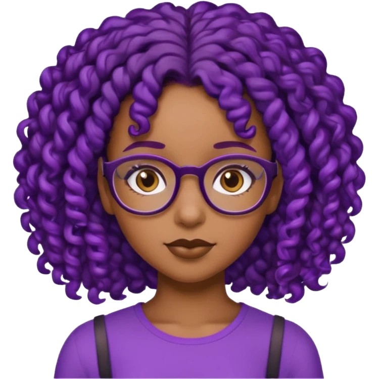 this emoji 🤓 but it’s a black girl with purple black curly hair no shoulders  emoji