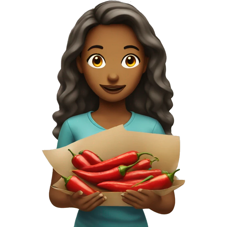 girl holding chilis menu emoji