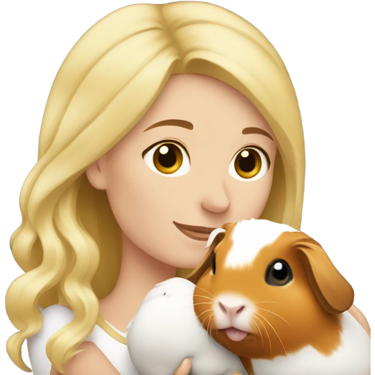 Blonde Woman hugging a guineapig emoji