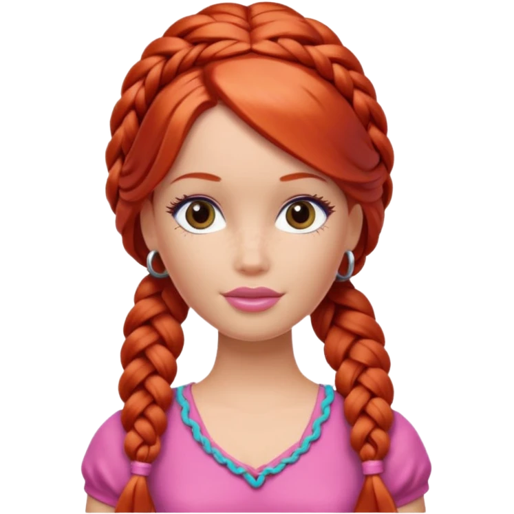 Red haired Barbie with braids emoji