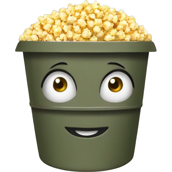 Humanized popcorn bucket in military gear emoji