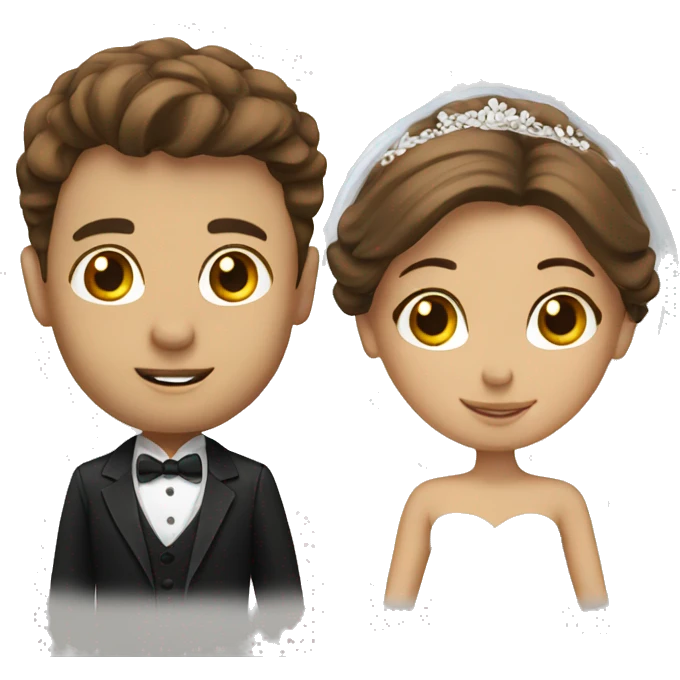 Brown haired bride and groom  emoji