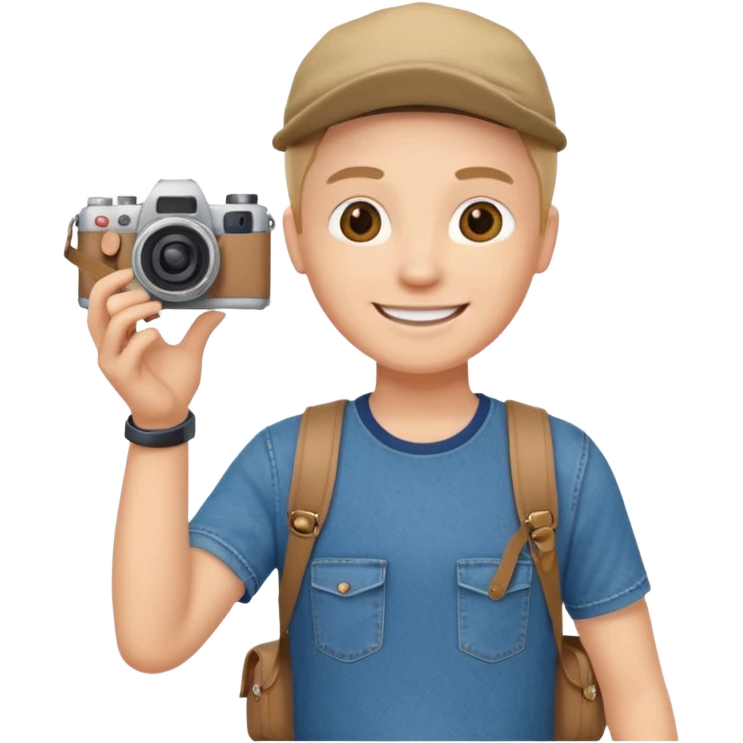 a tourist in europe holding a camera not wearing khaki emoji