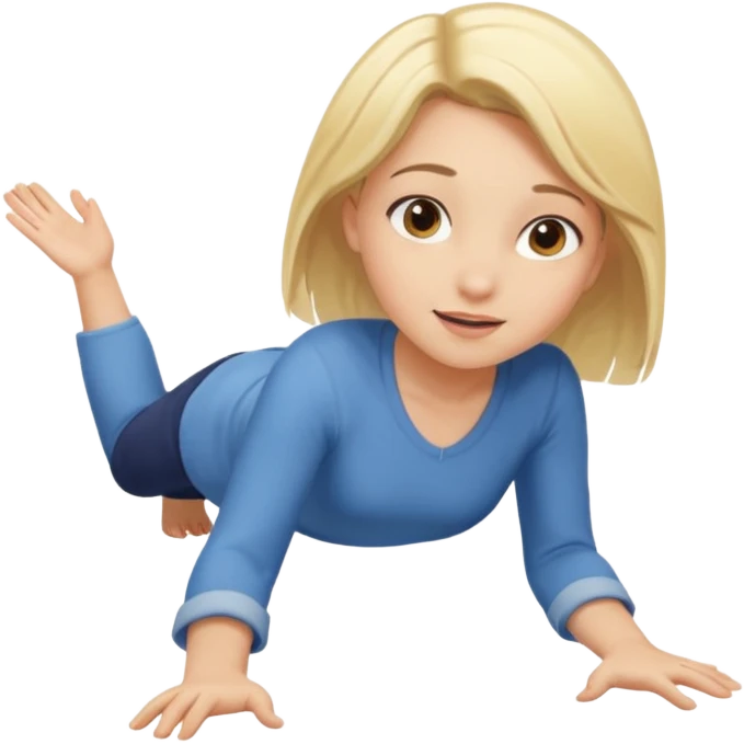 girl crawling forward, reaching out, friendly expression emoji