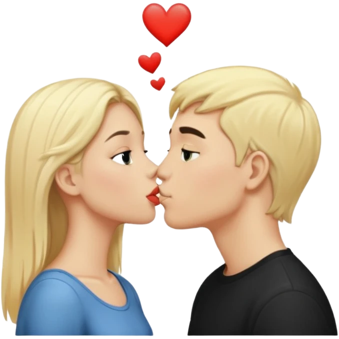 white boy with blonde hair kissing white girl with black hair emoji