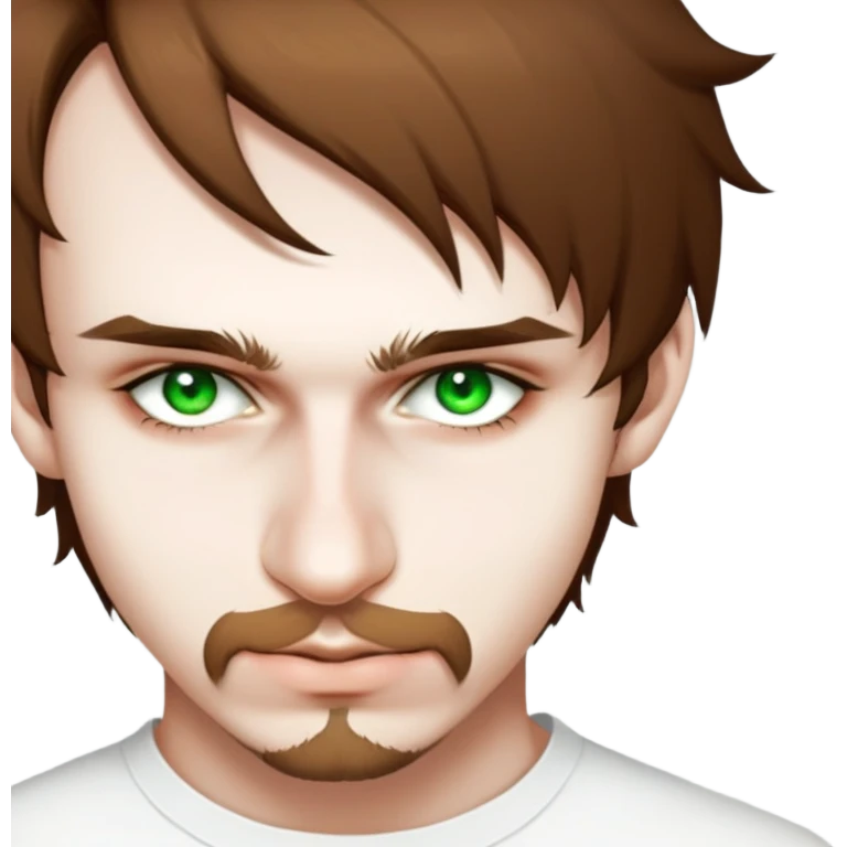 male, wearing white shirt, septum piercing, dark green eye,  emoji