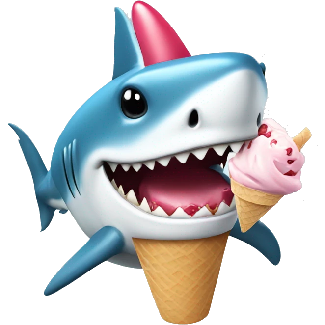 shark eating ice cream with a hat emoji