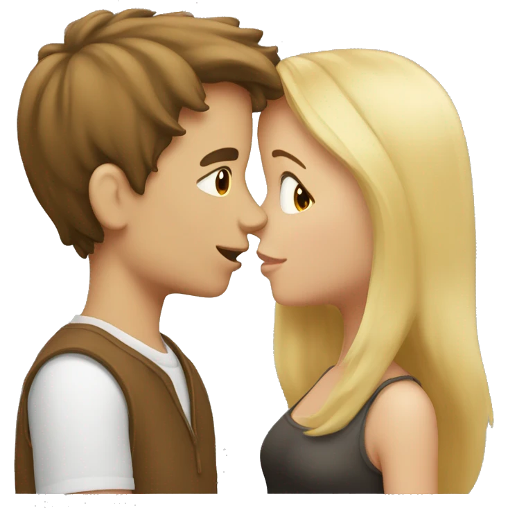 A Boy with brown hair kissing a girl with blonde hair emoji