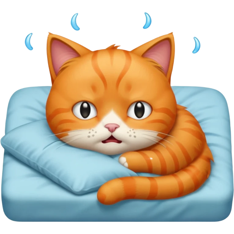 Orange cat crying in the bed emoji