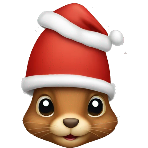 squirrel, walnut, christmas hat emoji