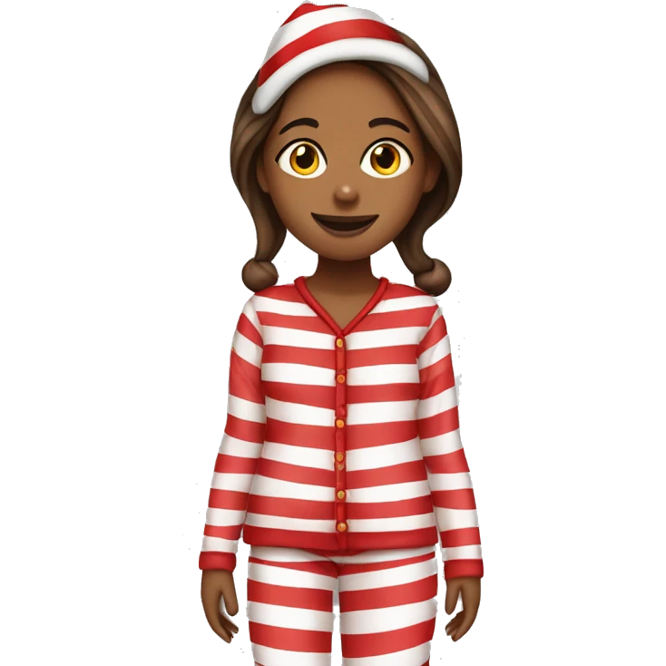 Girl in candy cane Christmas pyjamas  emoji