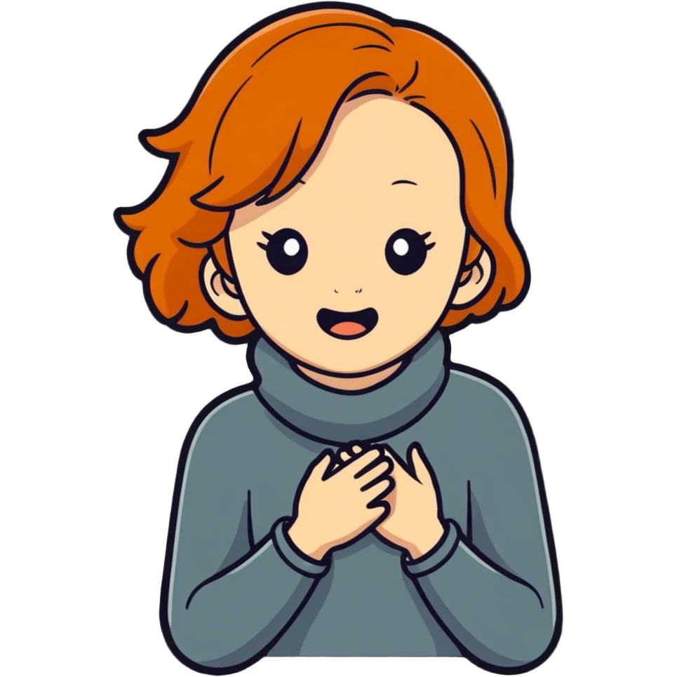 Ginger girl with hands around her neck emoji