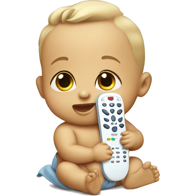 A baby with a remote emoji