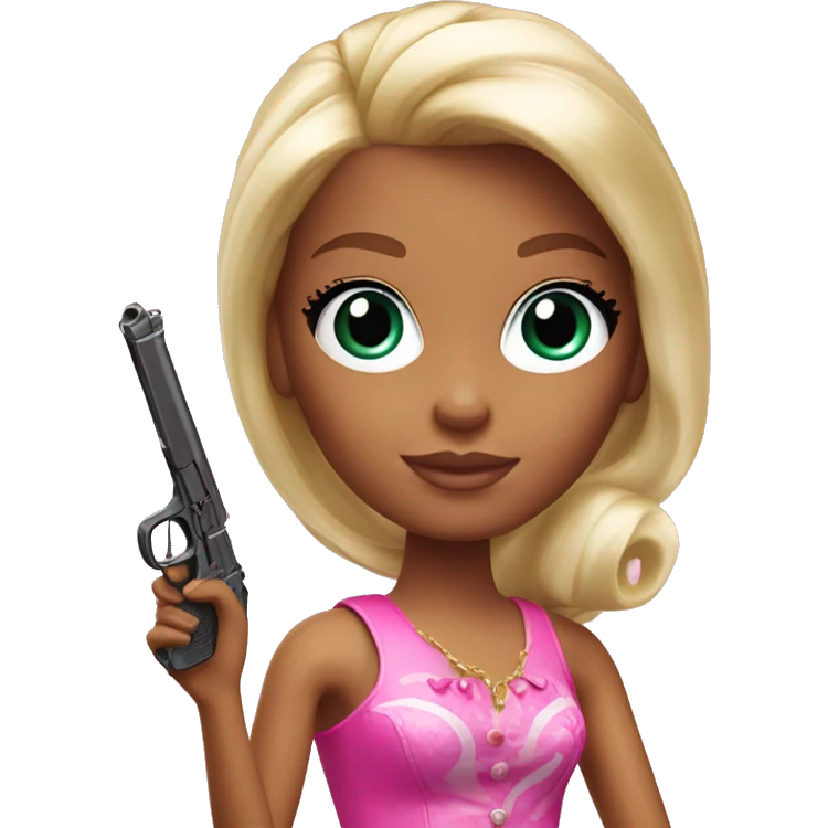 barbie girl holding toy gun emoji