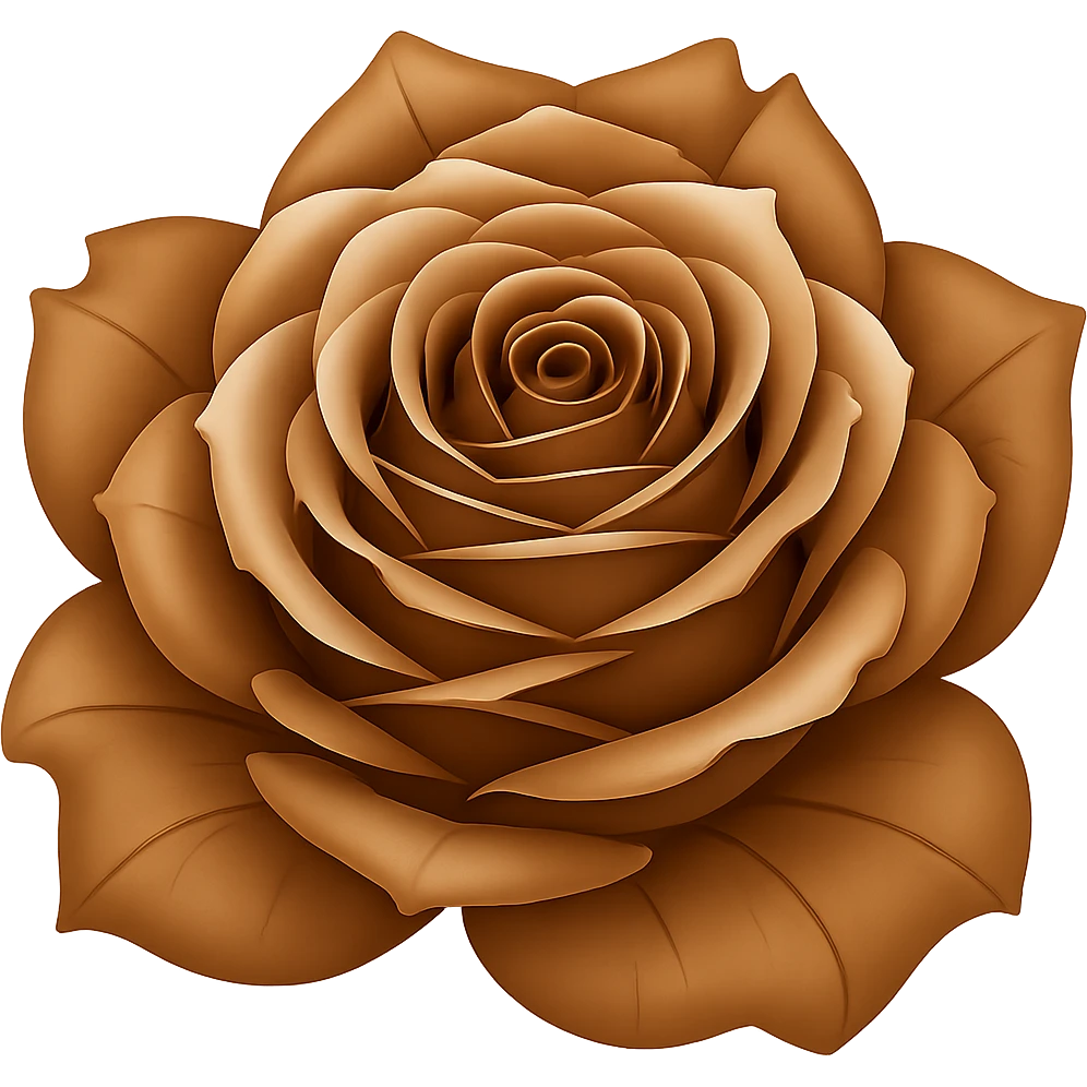 Make the frozen rose brown in the style of emoji, keeping the emoji style look, with no background. emoji