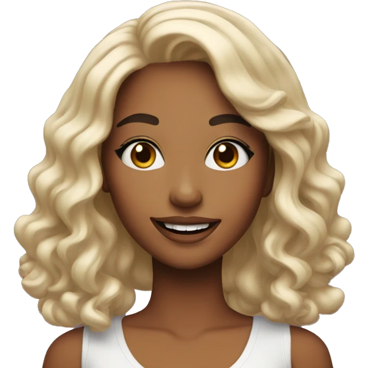 beautiful Girl with makeup and nice hair smiling emoji