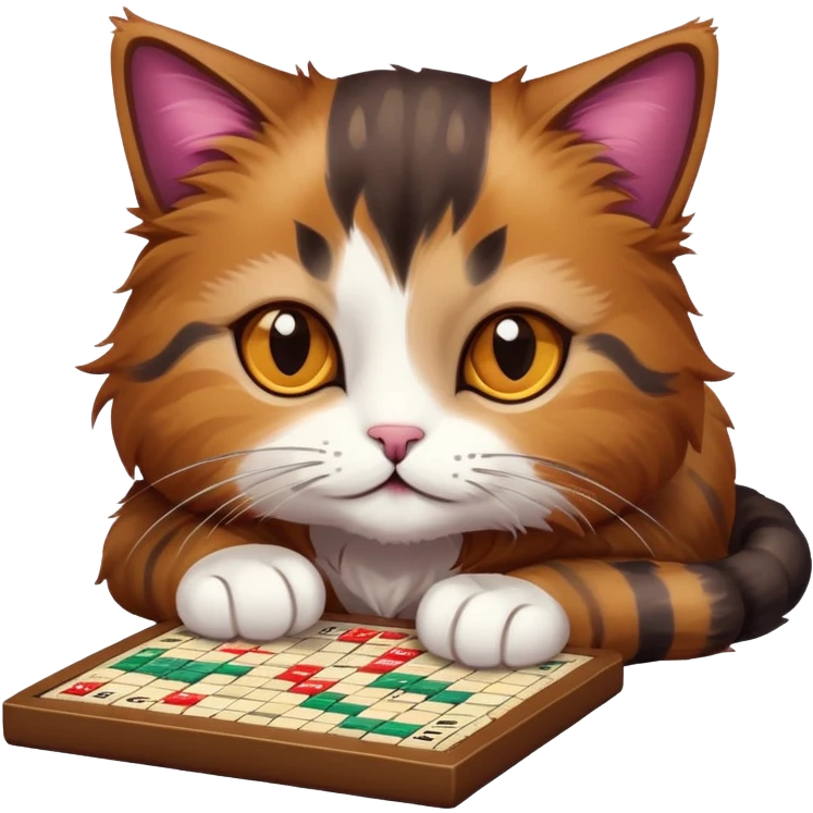 Dark multi colored Cat playing scrabble  emoji