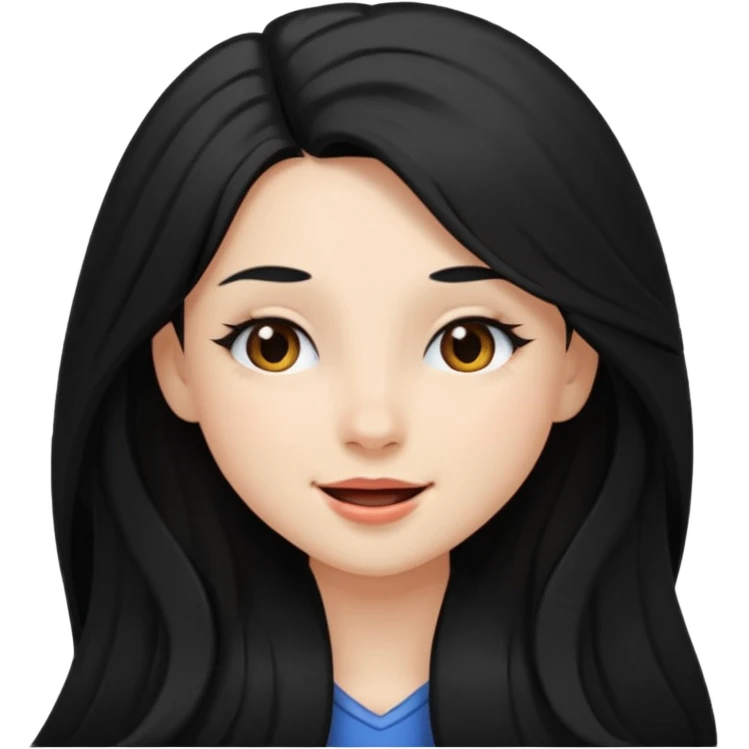 black long hair girl, winking emoji