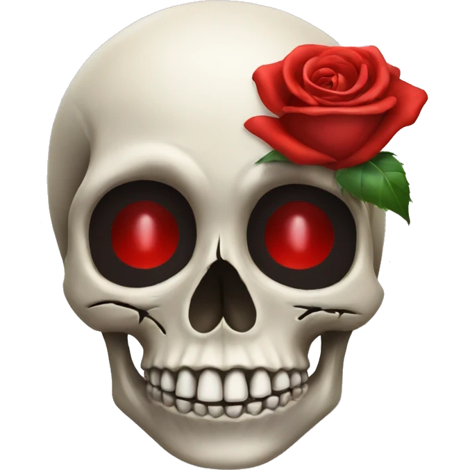 Skull with a red  rose emoji