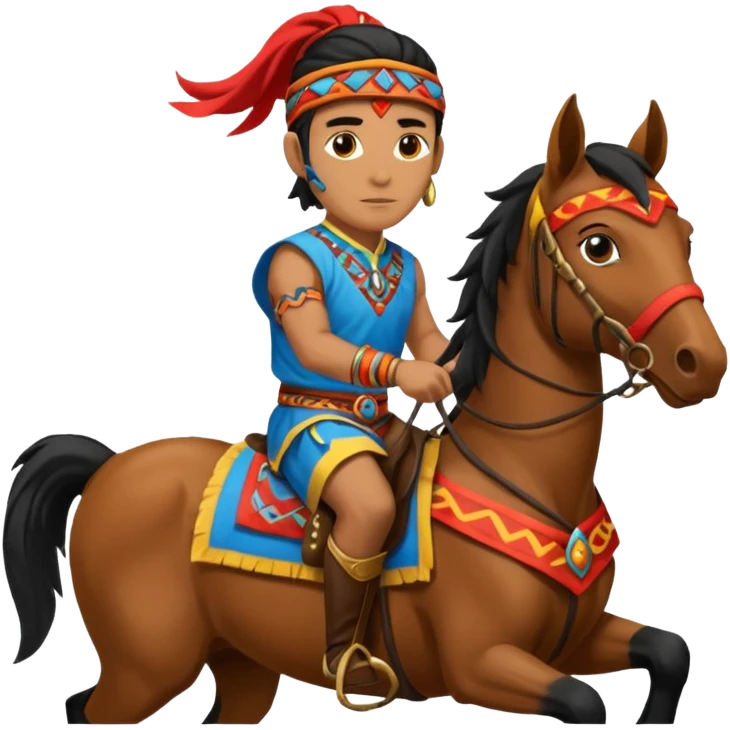 shaman riding horse wearing racing cloth black with number emoji