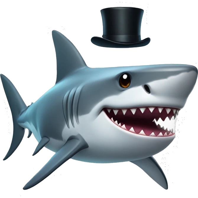 Shark with a top hat emoji