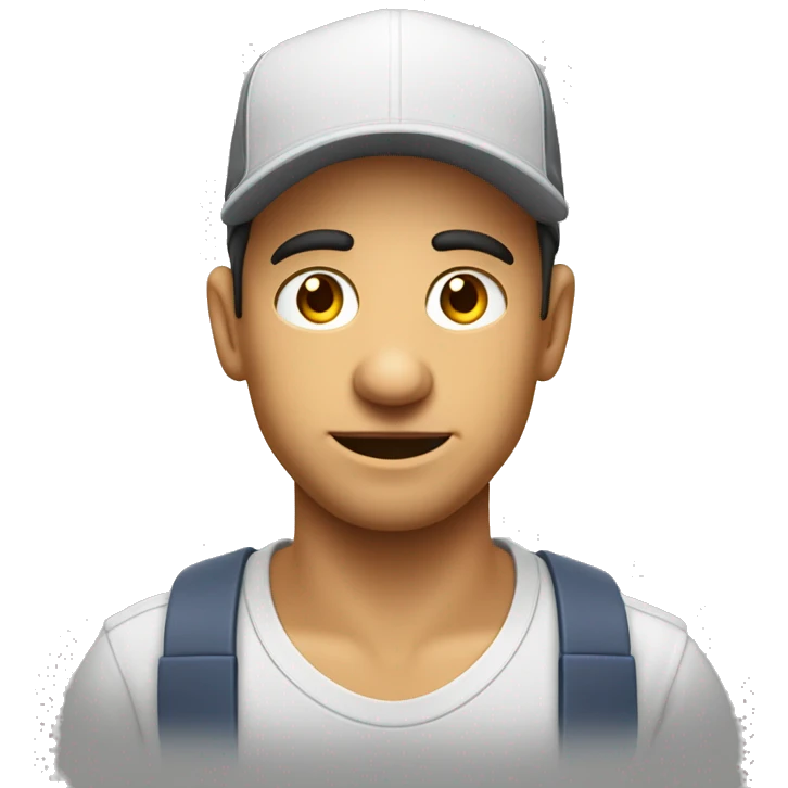 hombre calvo blanco joven con gorra pensando emoji