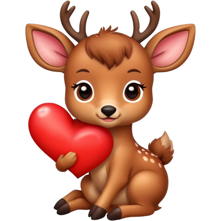 Cute baby deer holding a heart emoji