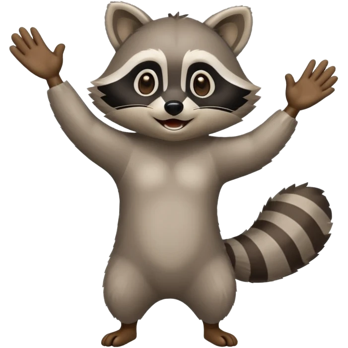 a full body raccoon celebrating hands up  emoji