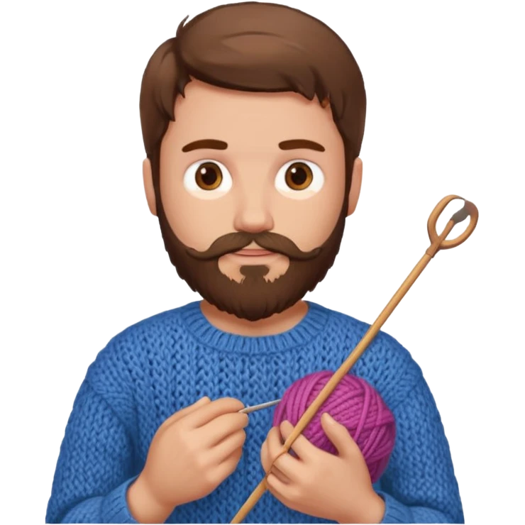 man with beard knitting emoji