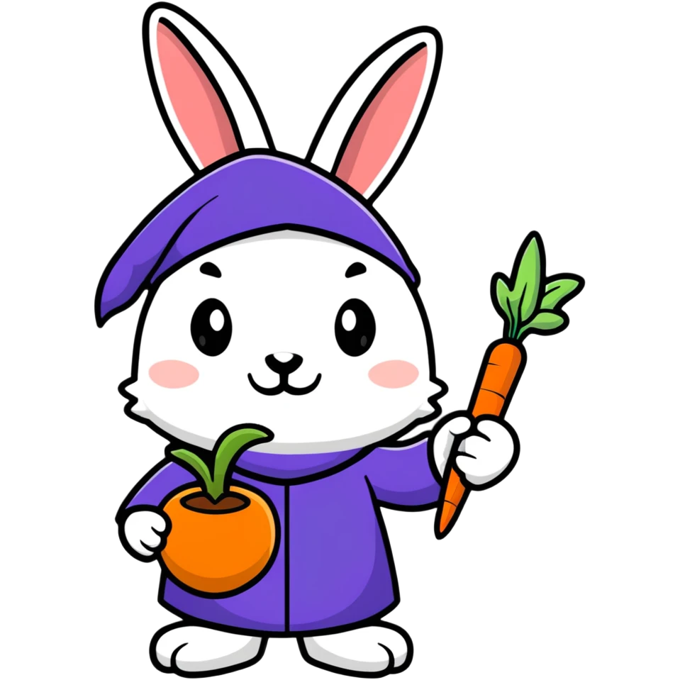 rabbit wizard with carrot wand emoji
